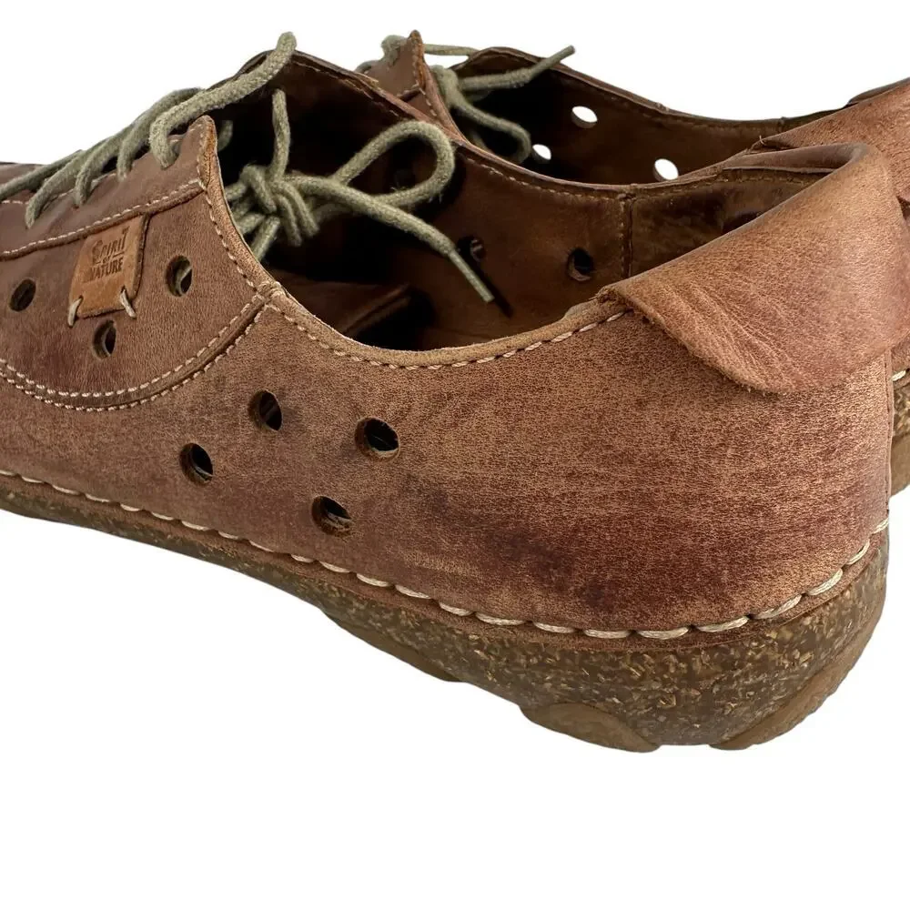 Josef Seibel Spirit of Nature Brown Leather Lace Up Comfort Shoe EU 37 US‎ 6-6.5